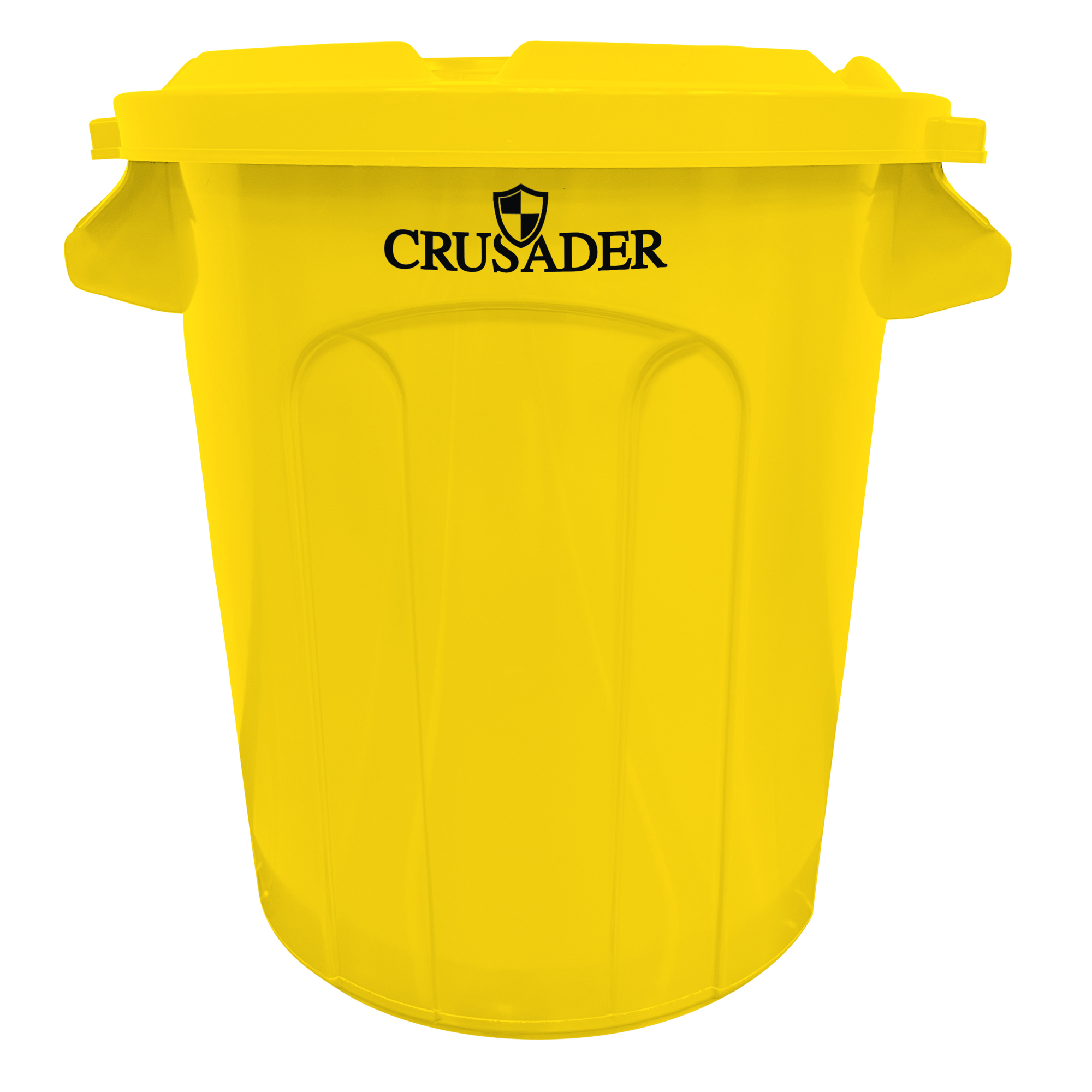 Crusader Round Heavy-duty Utility Container, 10 Gallon, 15-3/5" Dia. x 17-3/10" H, Polyethylene, Yellow, NSF, Made in USA